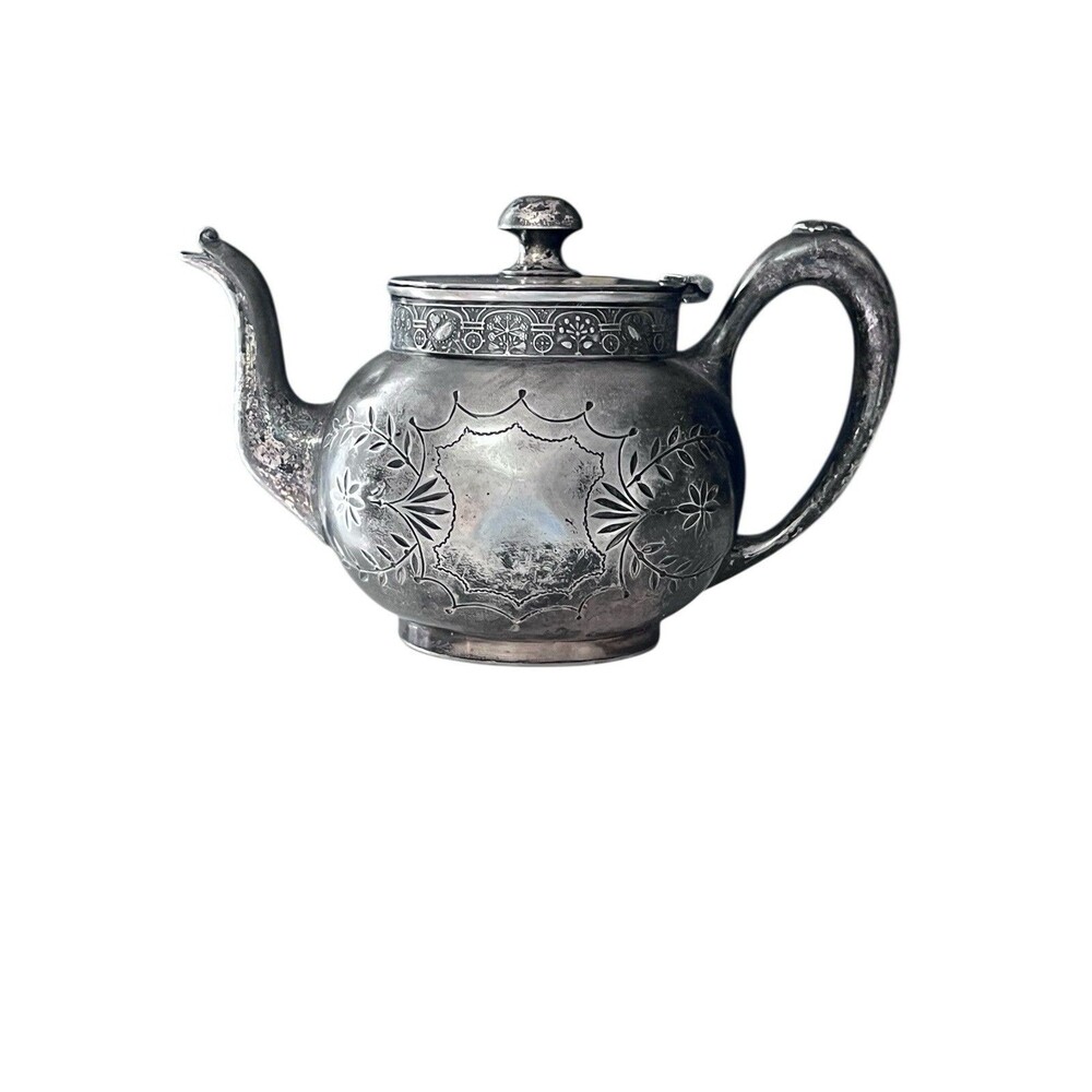 Antique 1853-1859 Taunton Silver Plate Triple Plate Teapot #775 Hinged Lid